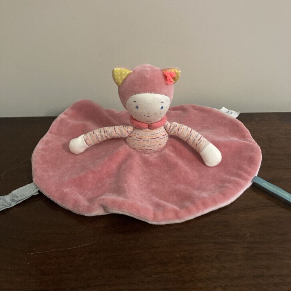 Moulin Roty Mademoiselle et Ribambelle Doudou Lovey Cat Pink Doll France